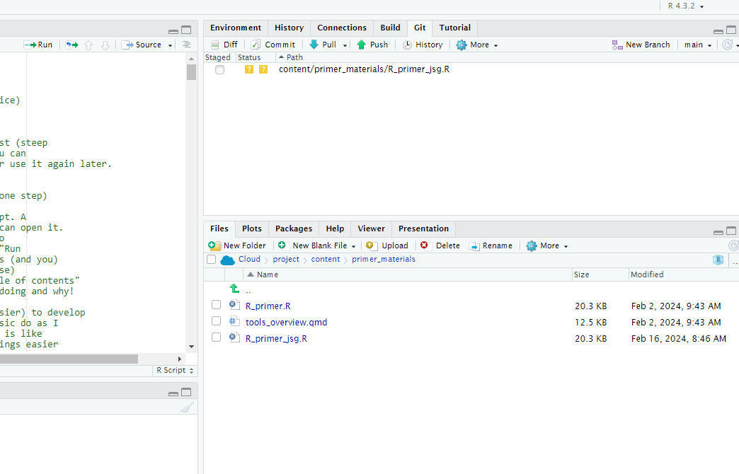 Image shows a file now appearing in the git window.